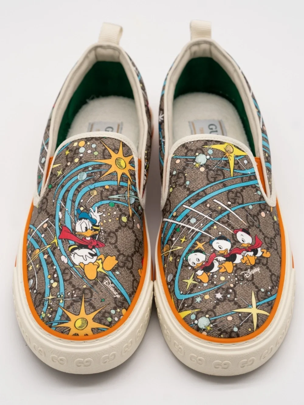 Gucci Disney Men's Slip On Donald Duck Space Print Leather Sneakers 7G 7.5 US